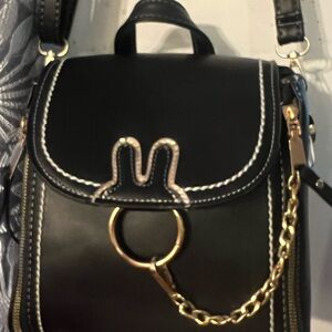 Not Rated Black Mini Bag with Gold Accents